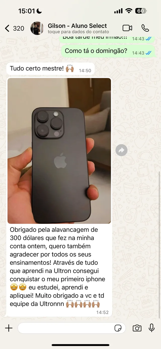 Mensagem de aluno da Ultron Academy
